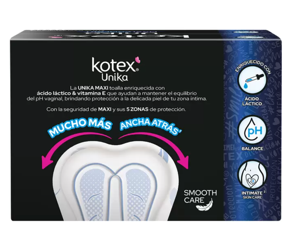 Kotex Unika Maxi Comfort Toalla Femenina 90 piezas - .