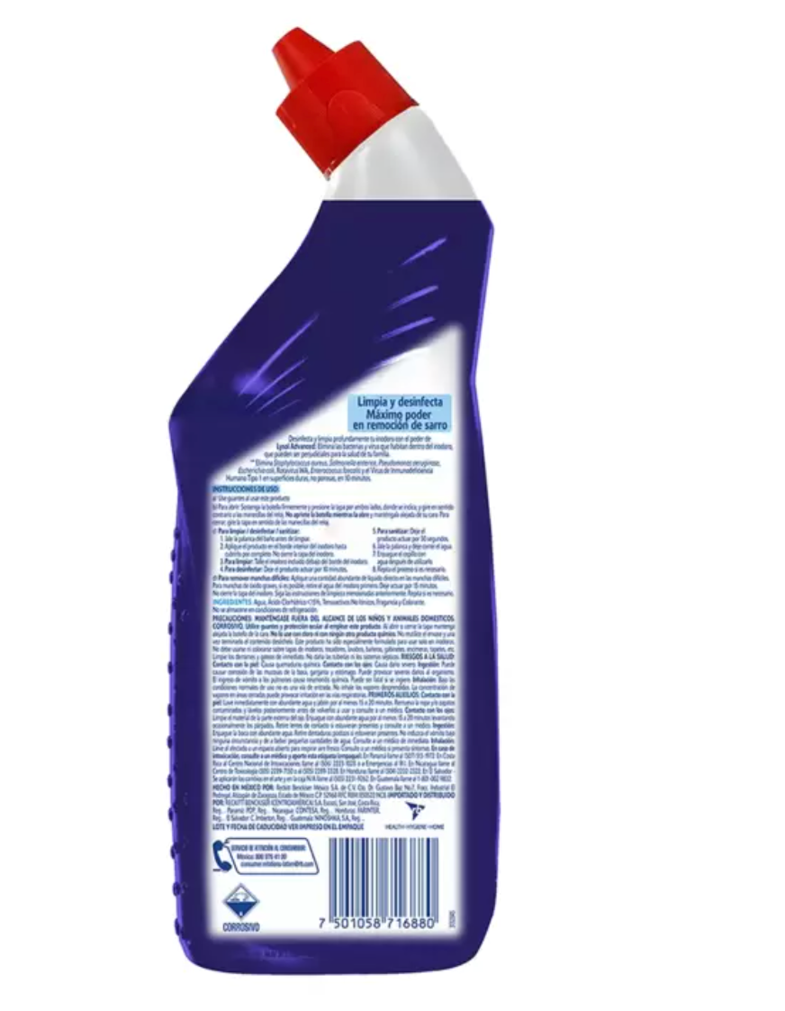 Lysol Advanced Limpiador Desinfectante para Inodoro 4 piezas de 750 ml - .