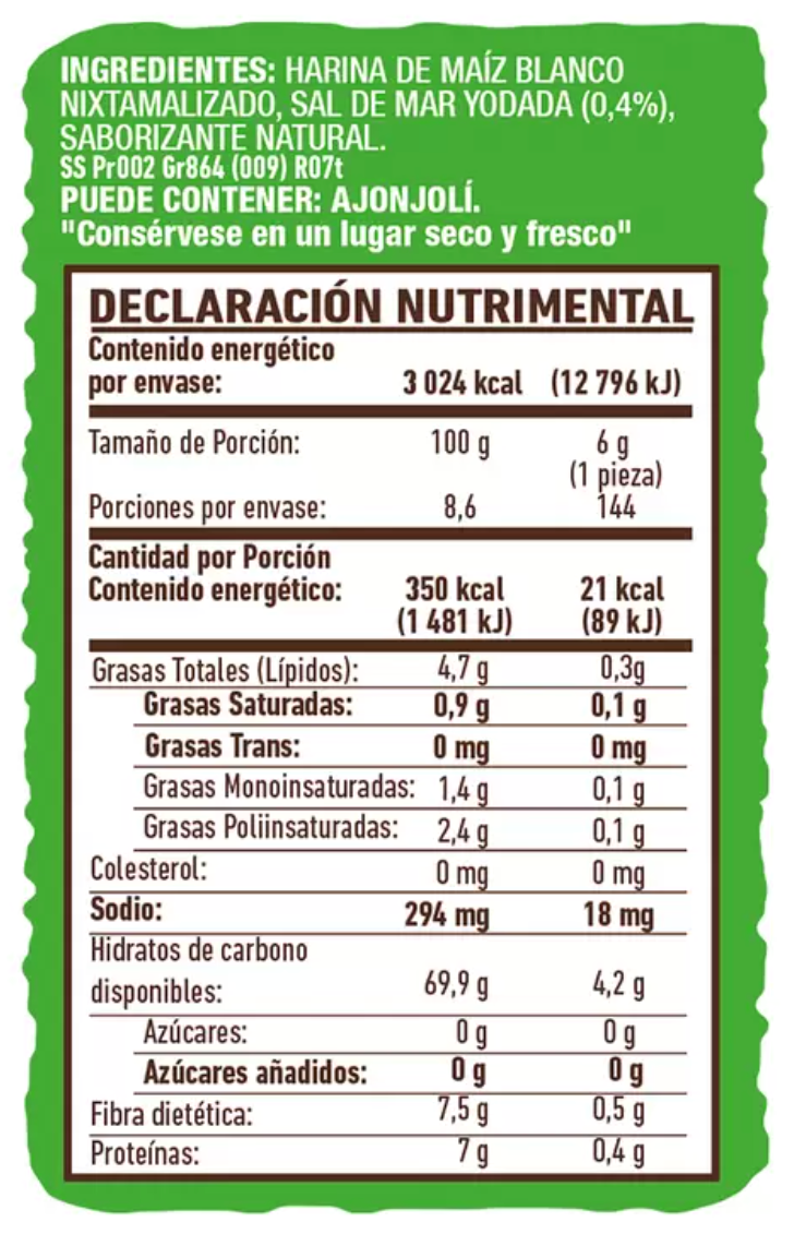 Sanissimo Salmas Tostadas de Maíz Horneadas 48 pzas de 18 grs - .