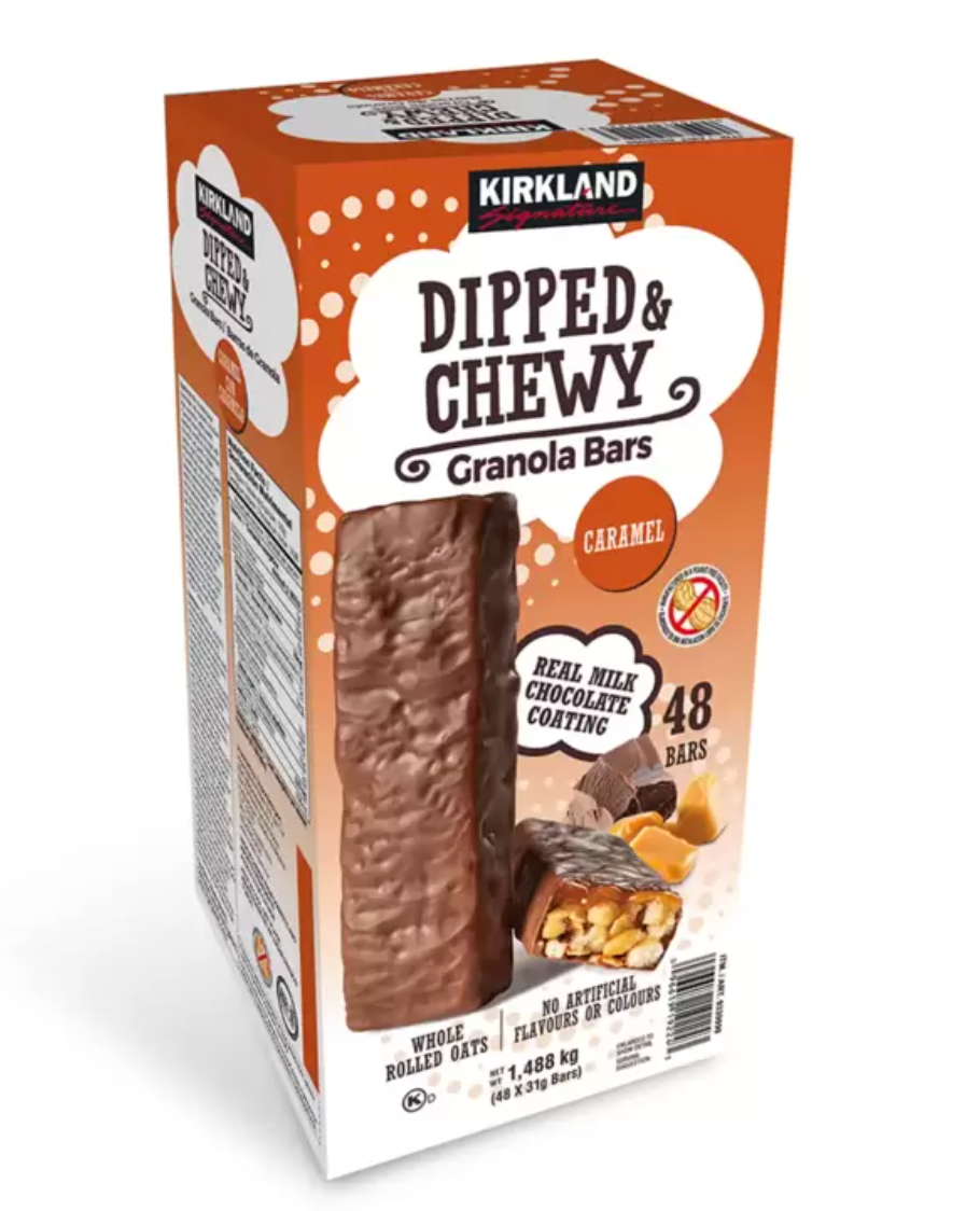 Kirkland Signature Dipped & Chewy Barras de Granola con Caramelo 48 piezas de 31 grs - KOZ