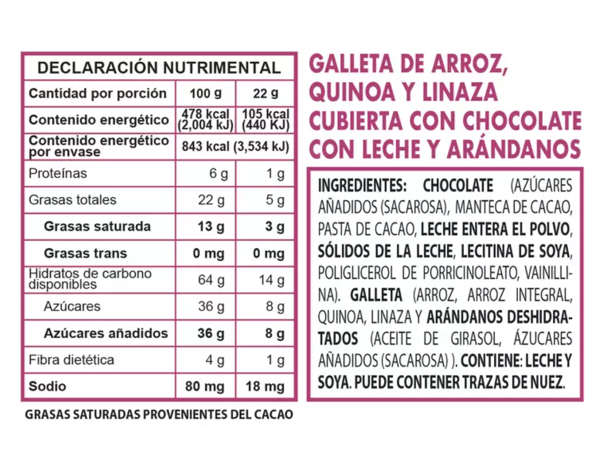 Alquimia Viva Galletas de Arroz, Quinoa y Linaza Cubiertas de Chocolate 352 grs - KOZ