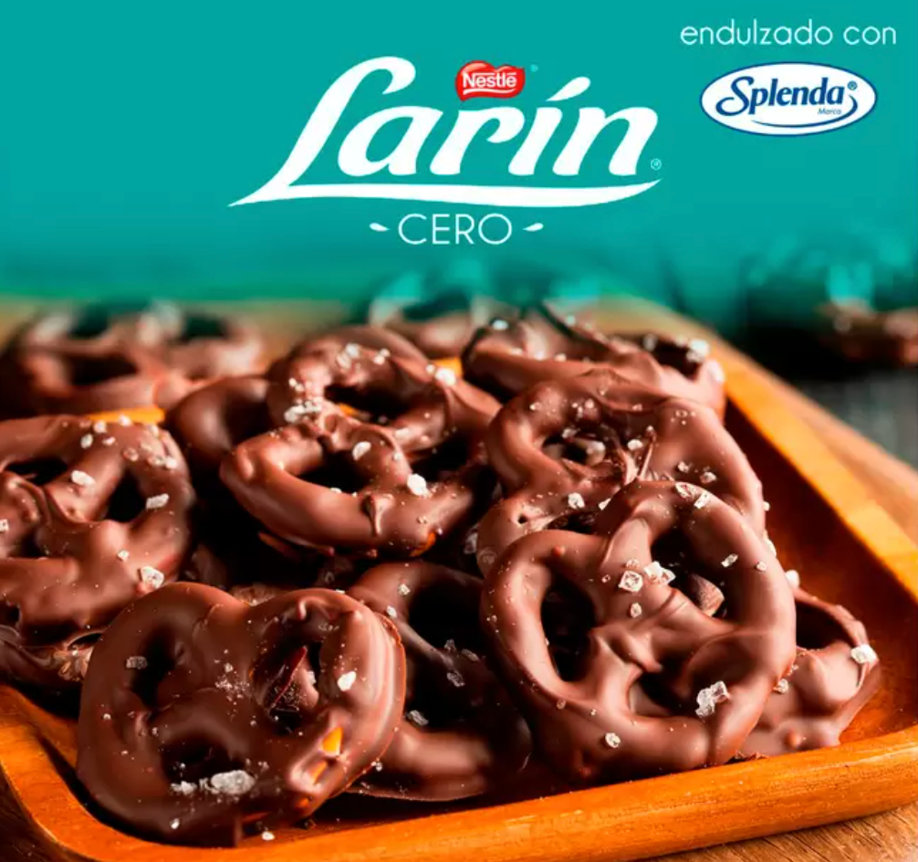 Larín Cero Chocolate sin Azucar con Almendras 22 pzas de 19 grs - KOZ