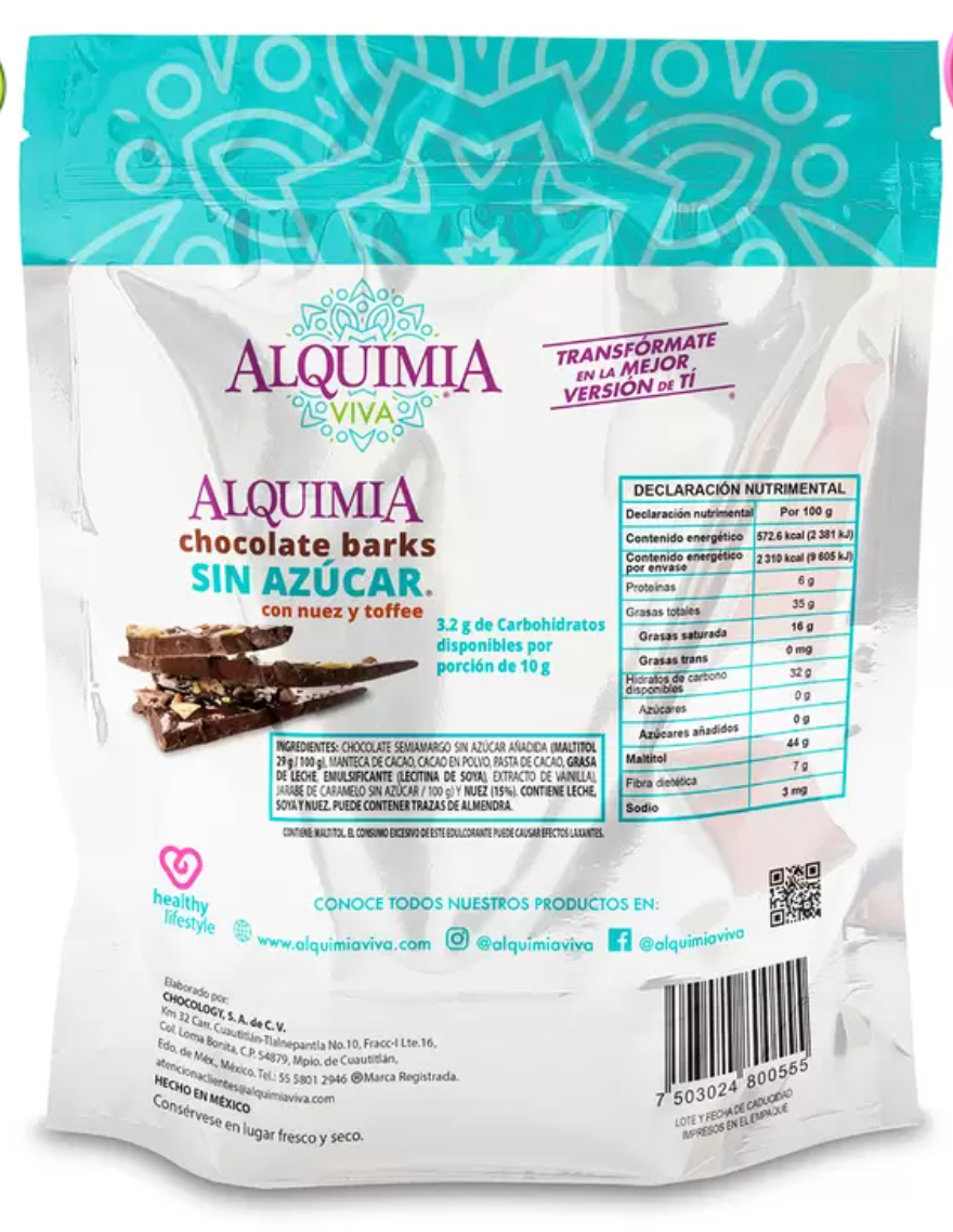 Alquimia Chocolate Keto Barks 400 grs - KOZ