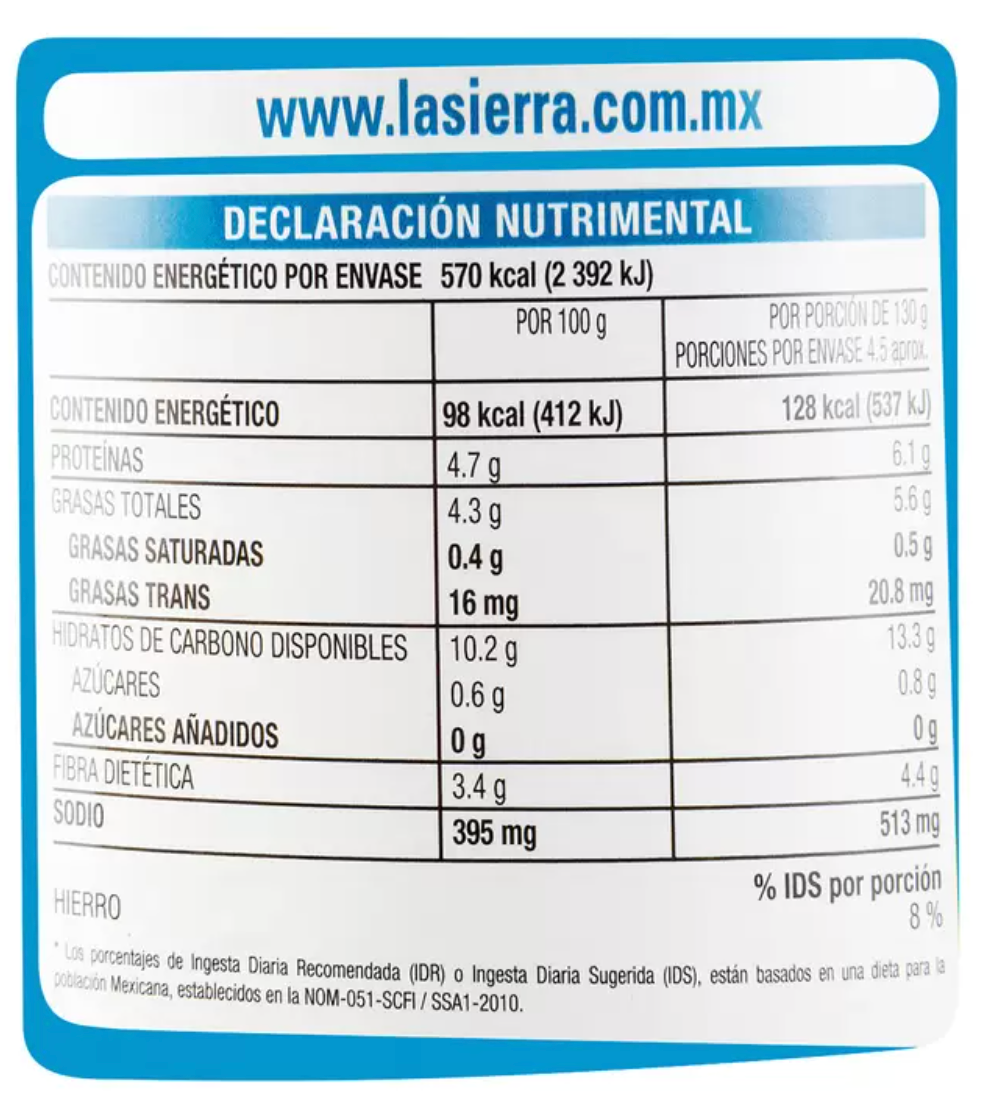 La Sierra Frijoles Refritos Negros 6 piezas de 580 grs - KOZ