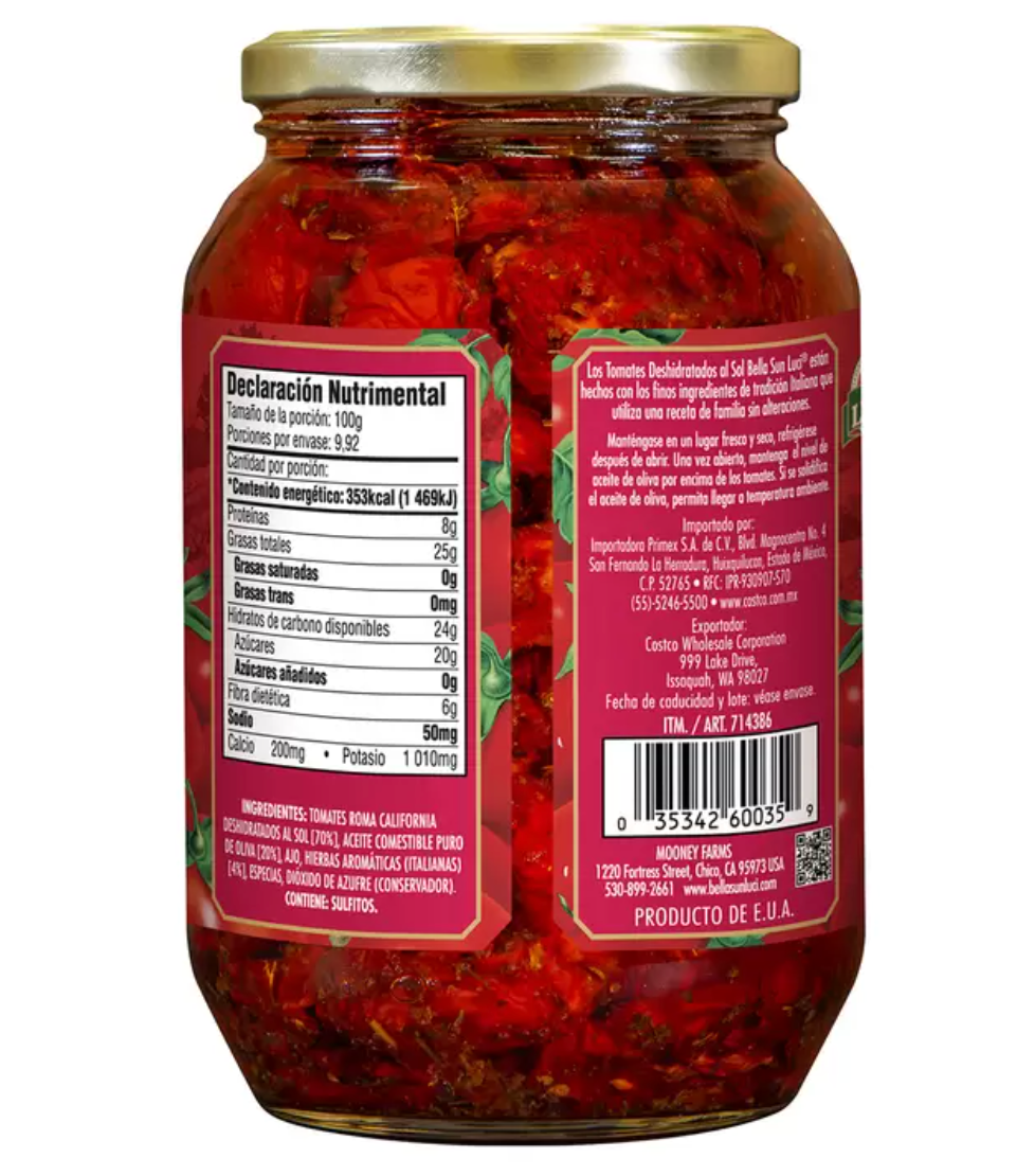 Bella Sun Luci Tomates California Deshidratados al Sol 992 grs - .