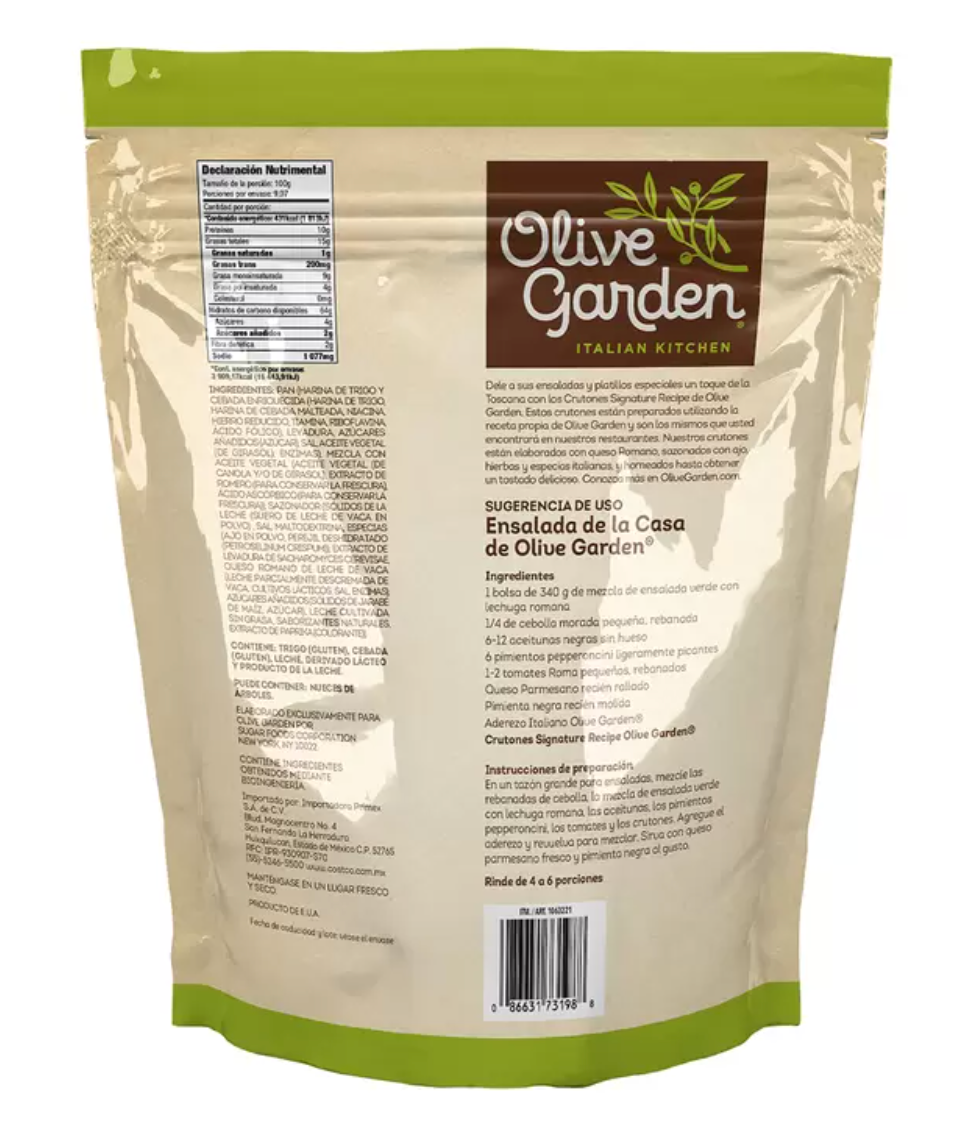 Olive Garden Crutones Ajo y Queso Romano 907 grs - KOZ