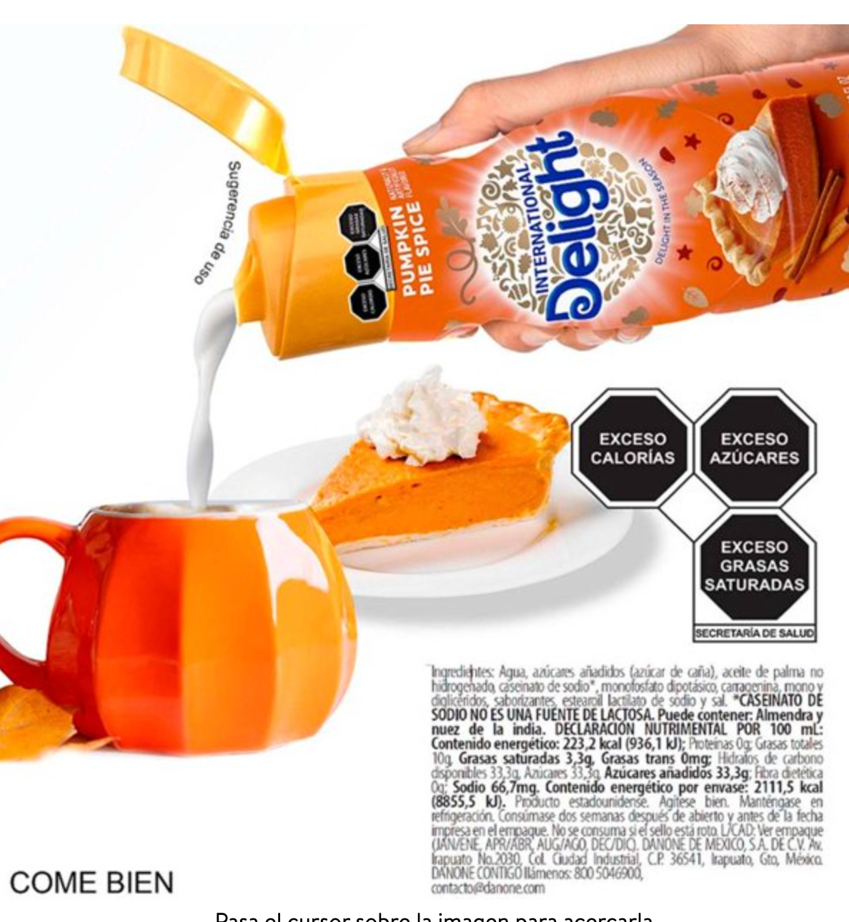 Sustituto de crema Delight Sabor Pumpkin Spice 946 ml -.