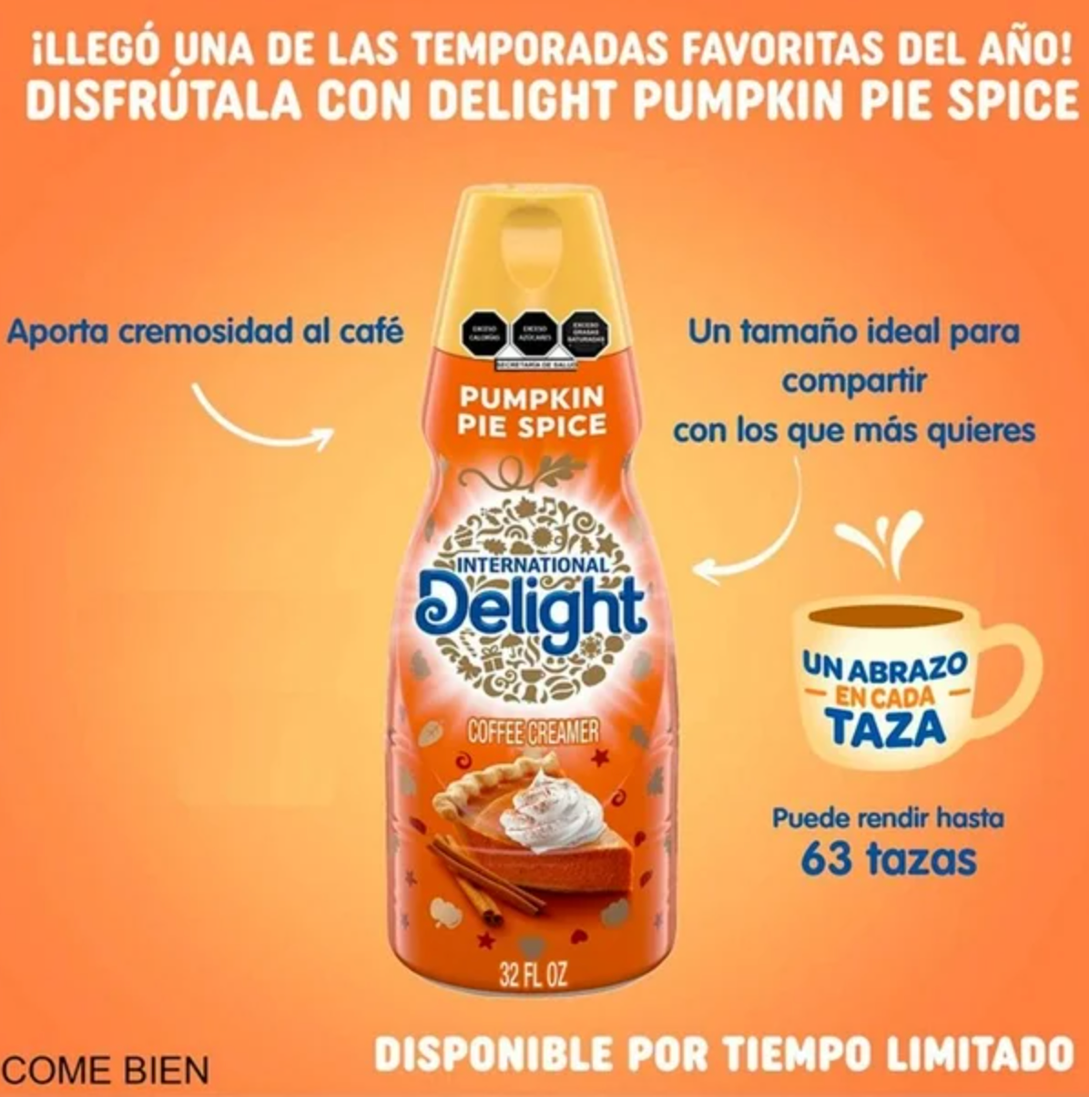 Sustituto de crema Delight Sabor Pumpkin Spice 946 ml -.