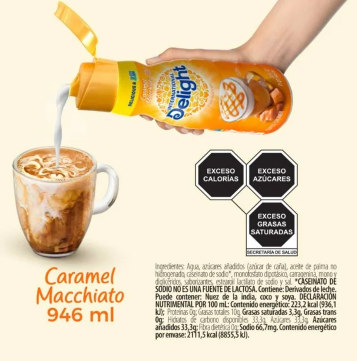 Sustituto de Crema Delight Sabor Caramel Macchiato 946 ml -.
