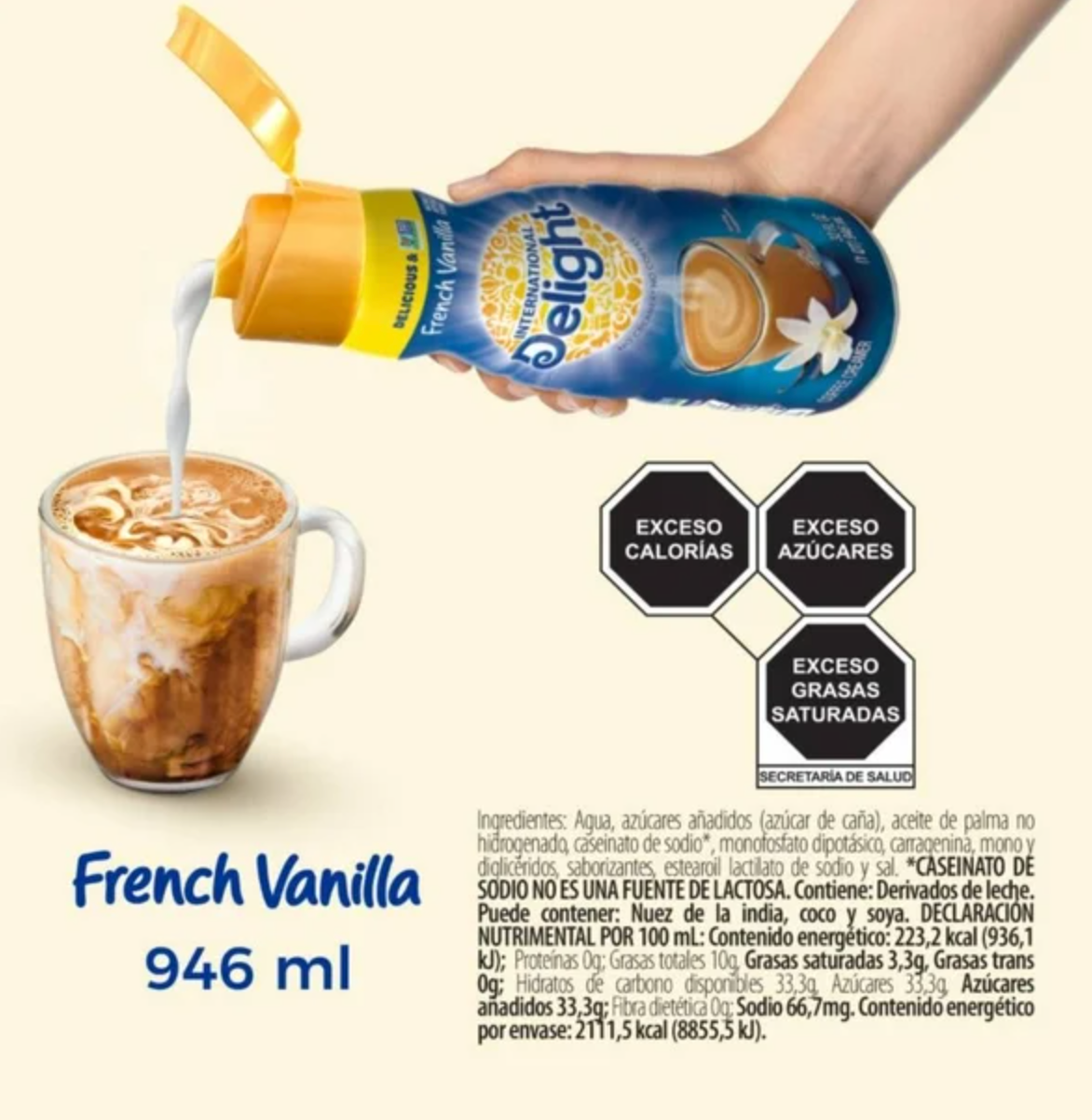 Sustituto de crema Delight Sabor Vainilla 946 ml - .