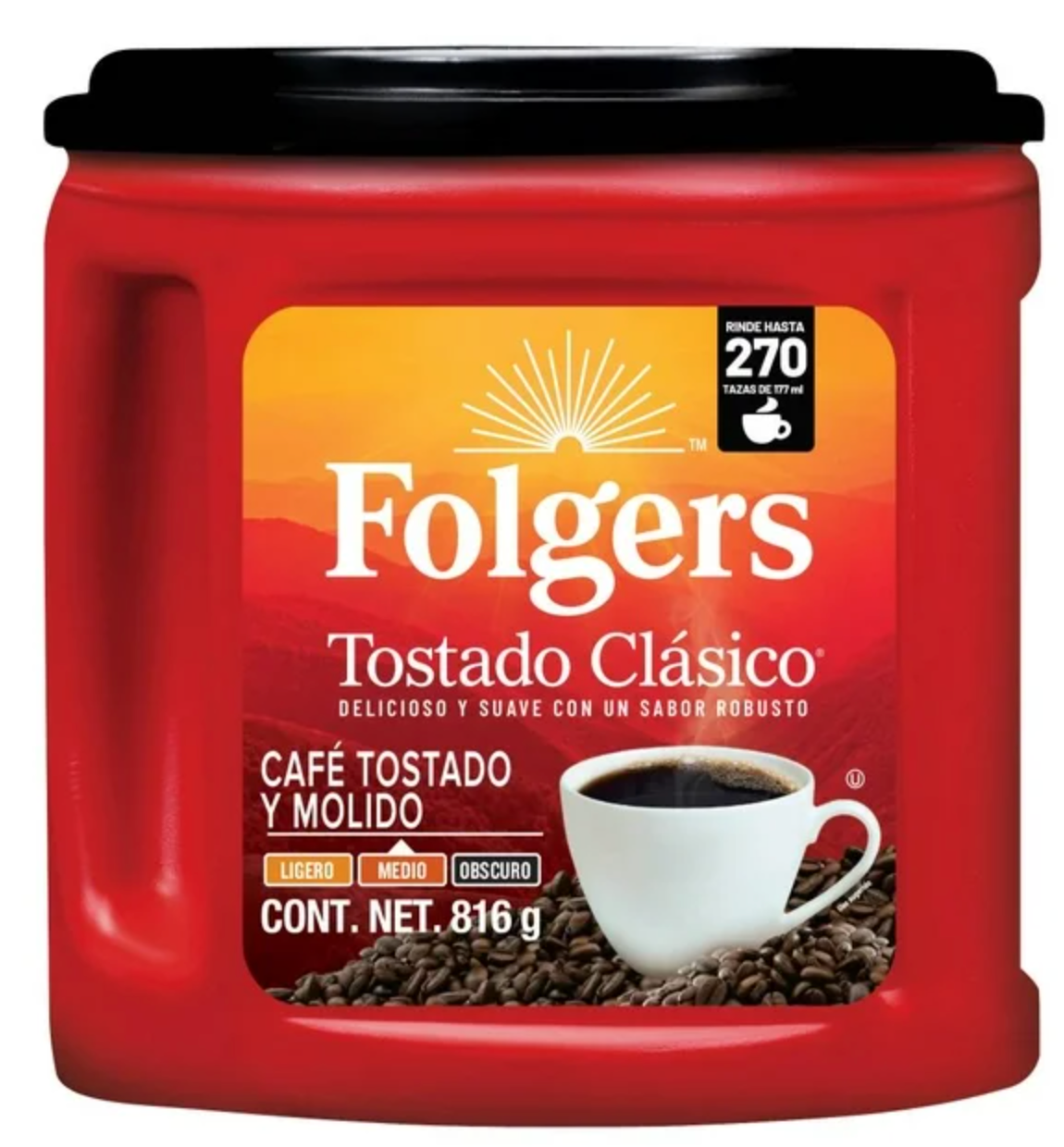 Café tostado y molido Folgers Clásico 816 g - .