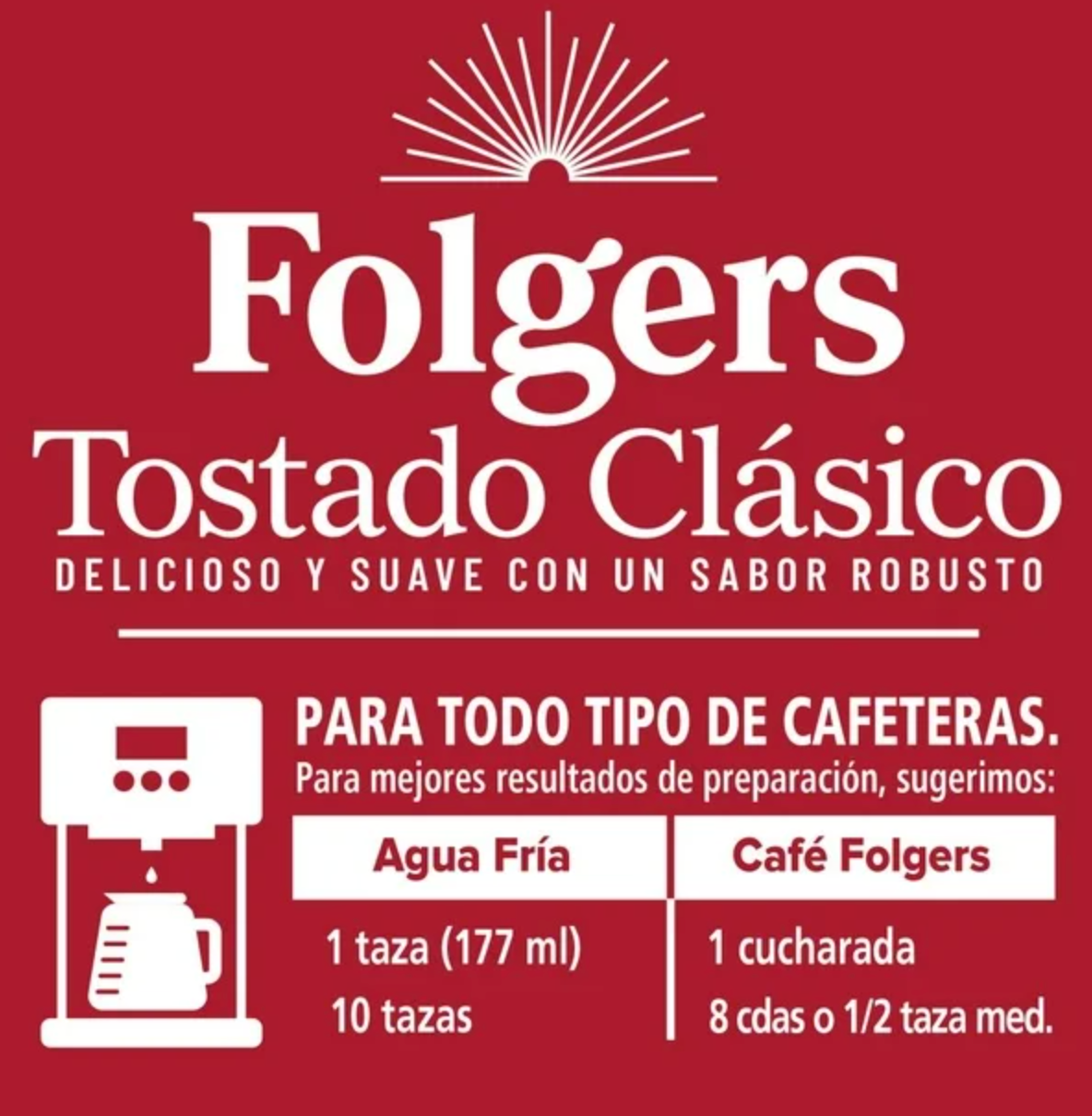 Café tostado y molido Folgers Clásico 816 g - .