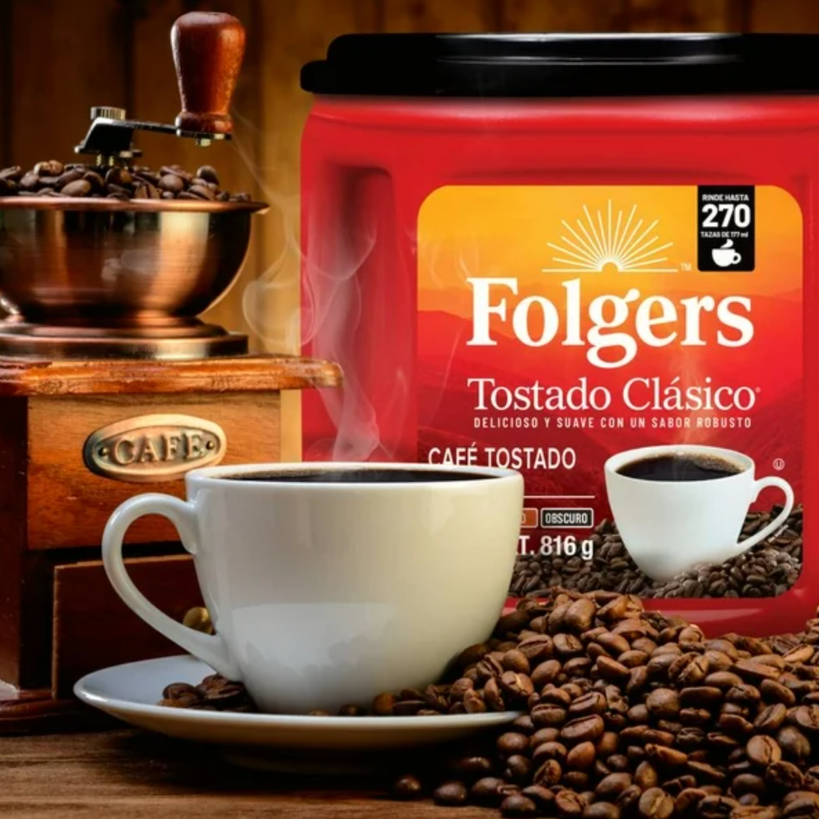 Café tostado y molido Folgers Clásico 816 g - .
