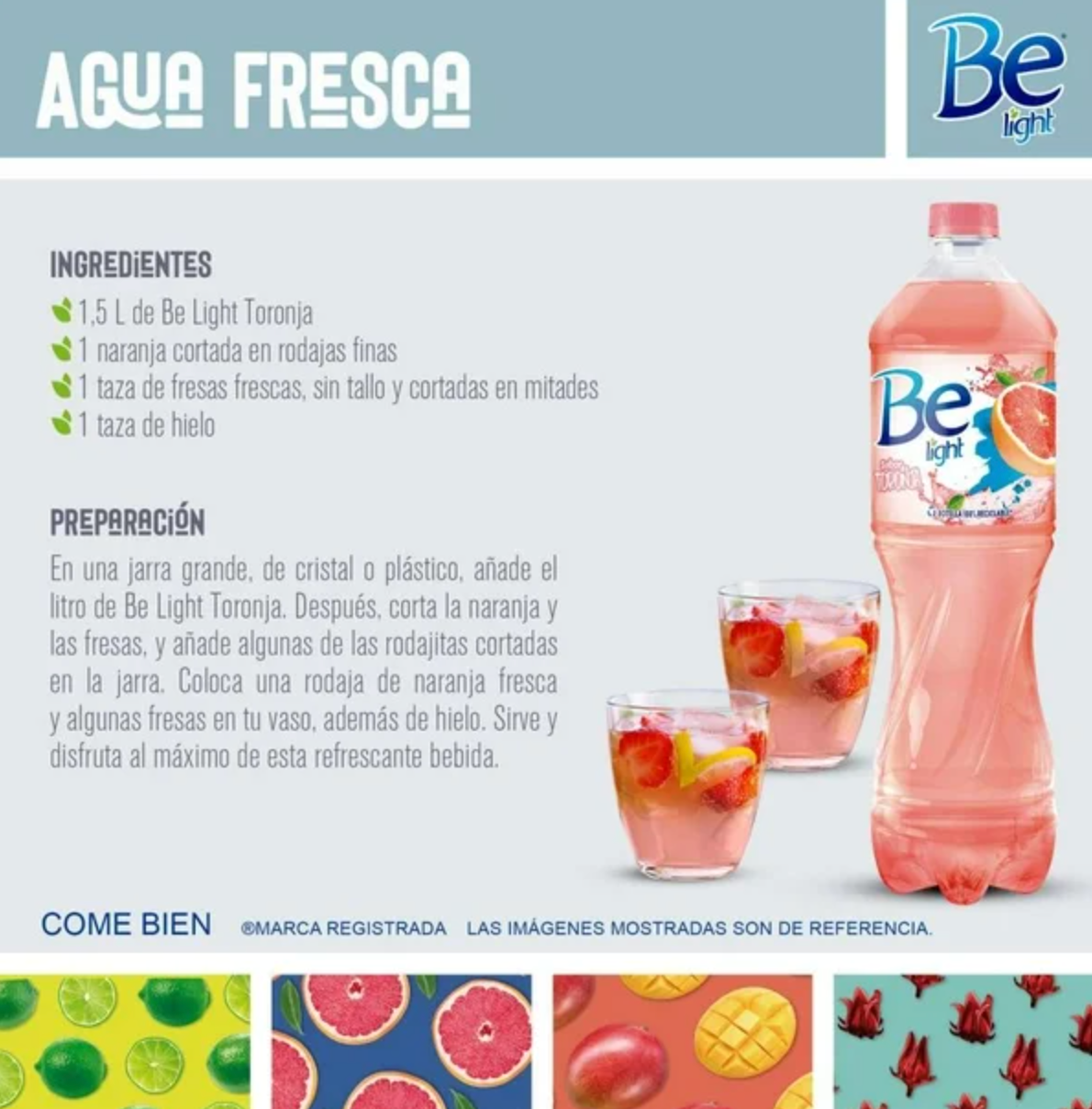Bebida Saborizada Be Light 8 pzas de 1.5 L c/u - .