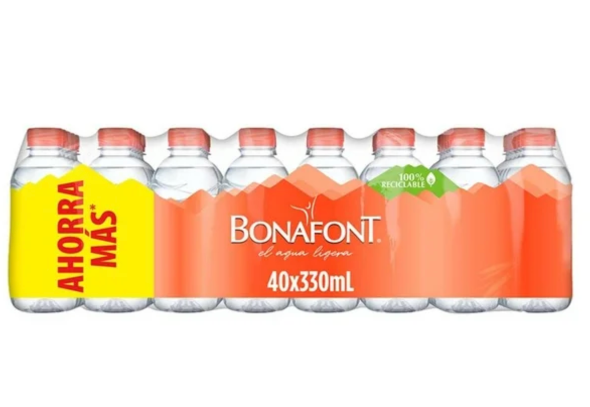 Agua Natural Bonafont 40 pzas de 330 ml -.