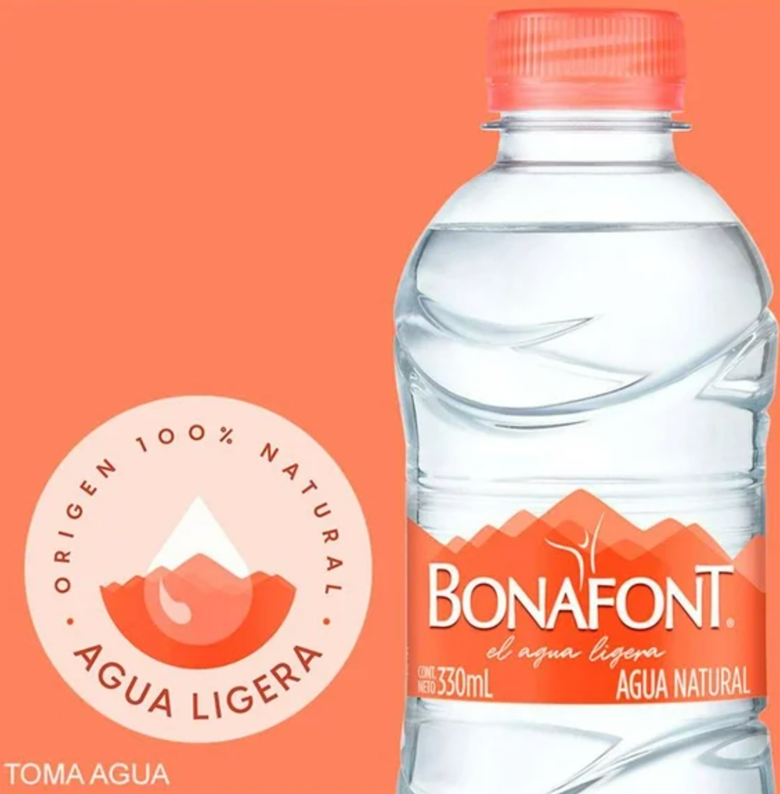 Agua Natural Bonafont 40 pzas de 330 ml -.