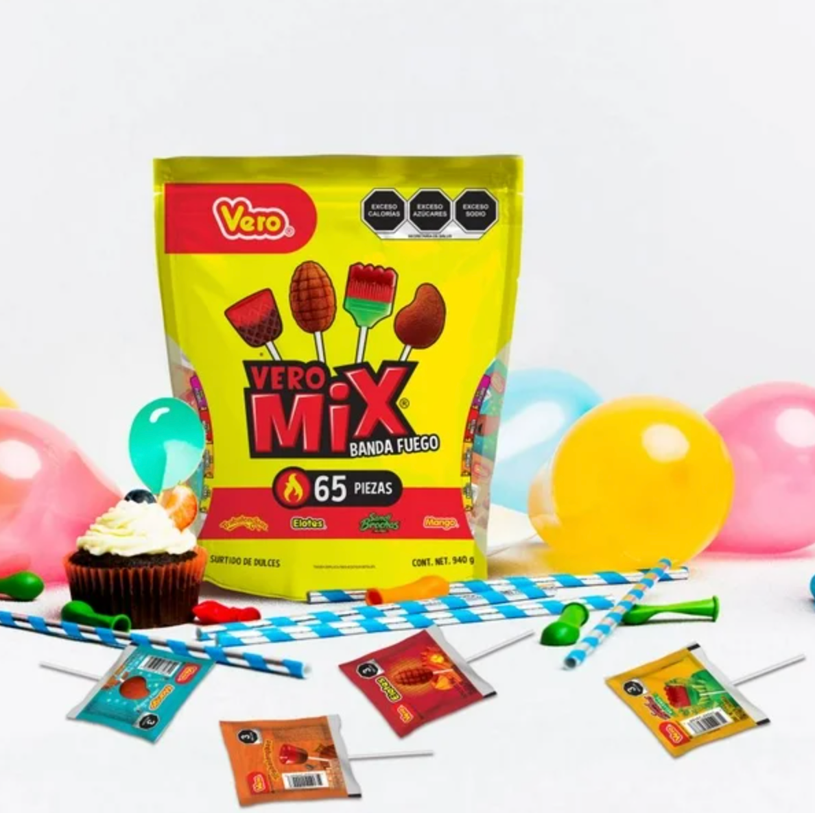 Surtido de Paletas Vero Mix Banda Fuego 65 pzas - .