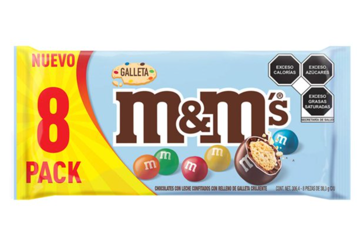 Chocolates M&M's con Relleno de Galleta 8 pzas 38.3 g c/u - .