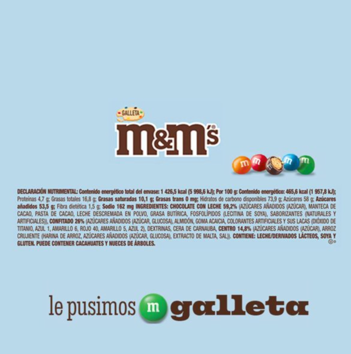 Chocolates M&M's con Relleno de Galleta 8 pzas 38.3 g c/u - .