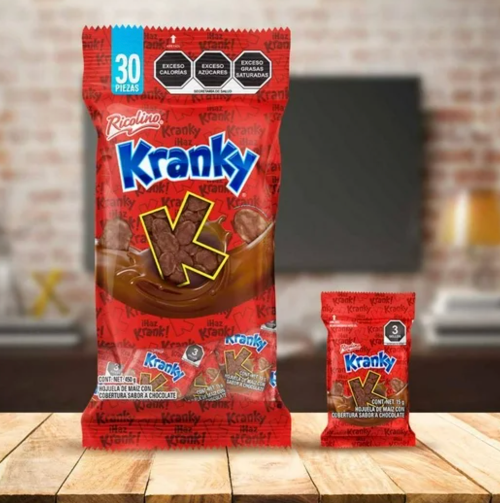 Hojuela de Maíz con Chocolate Kranky Ricolino 30 pzas de 15 g c/u