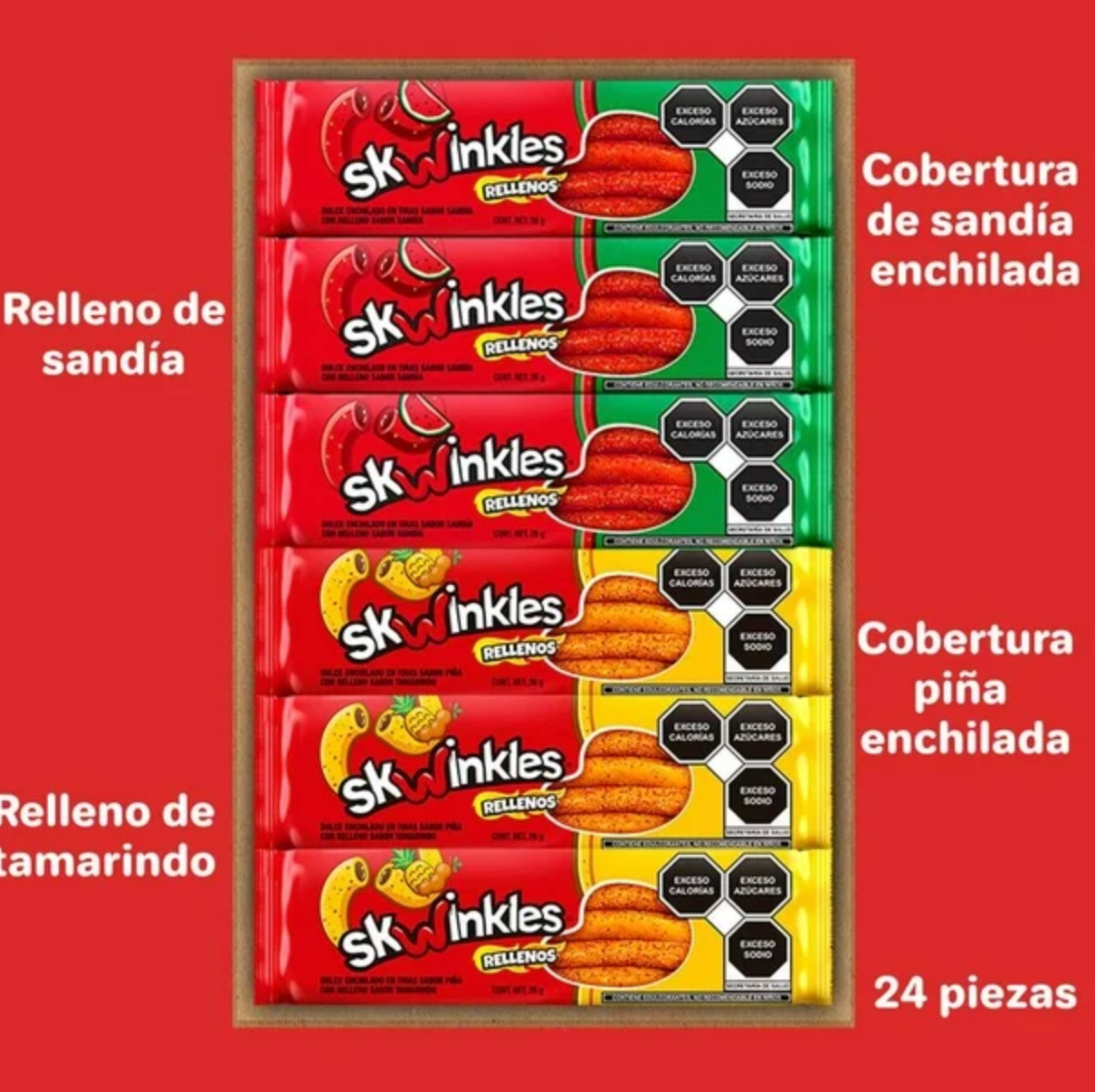 Dulce Enchilado Skwinkles Rellenos 24 piezas - .