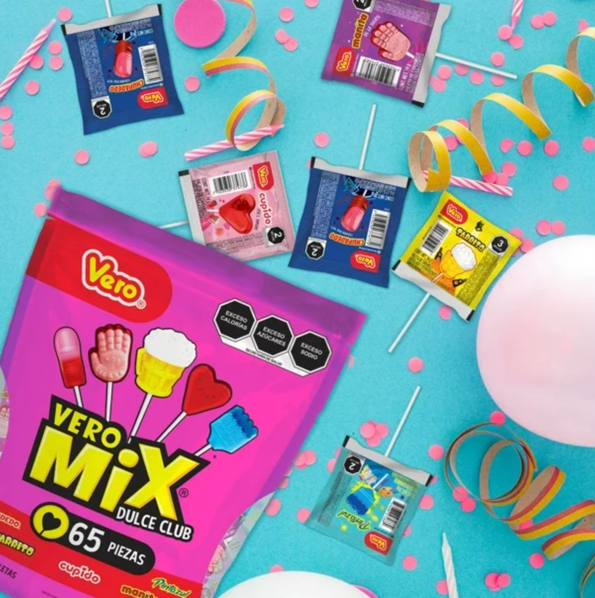 Surtido de Paletas Vero Mix Dulce Club 65 pzas