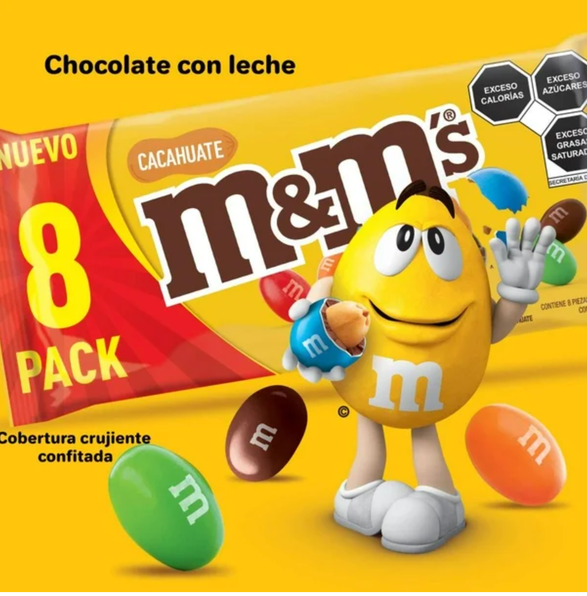M&Ms Chocolates con leche y Cacahuate 8 piezas de 43.8 g - .