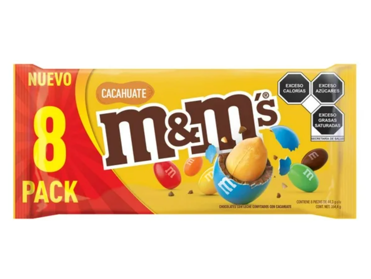 M&Ms Chocolates con leche y Cacahuate 8 piezas de 43.8 g - .