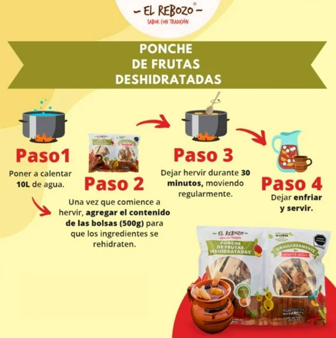 Ponche de Frutas El Rebozo 500 gr -.