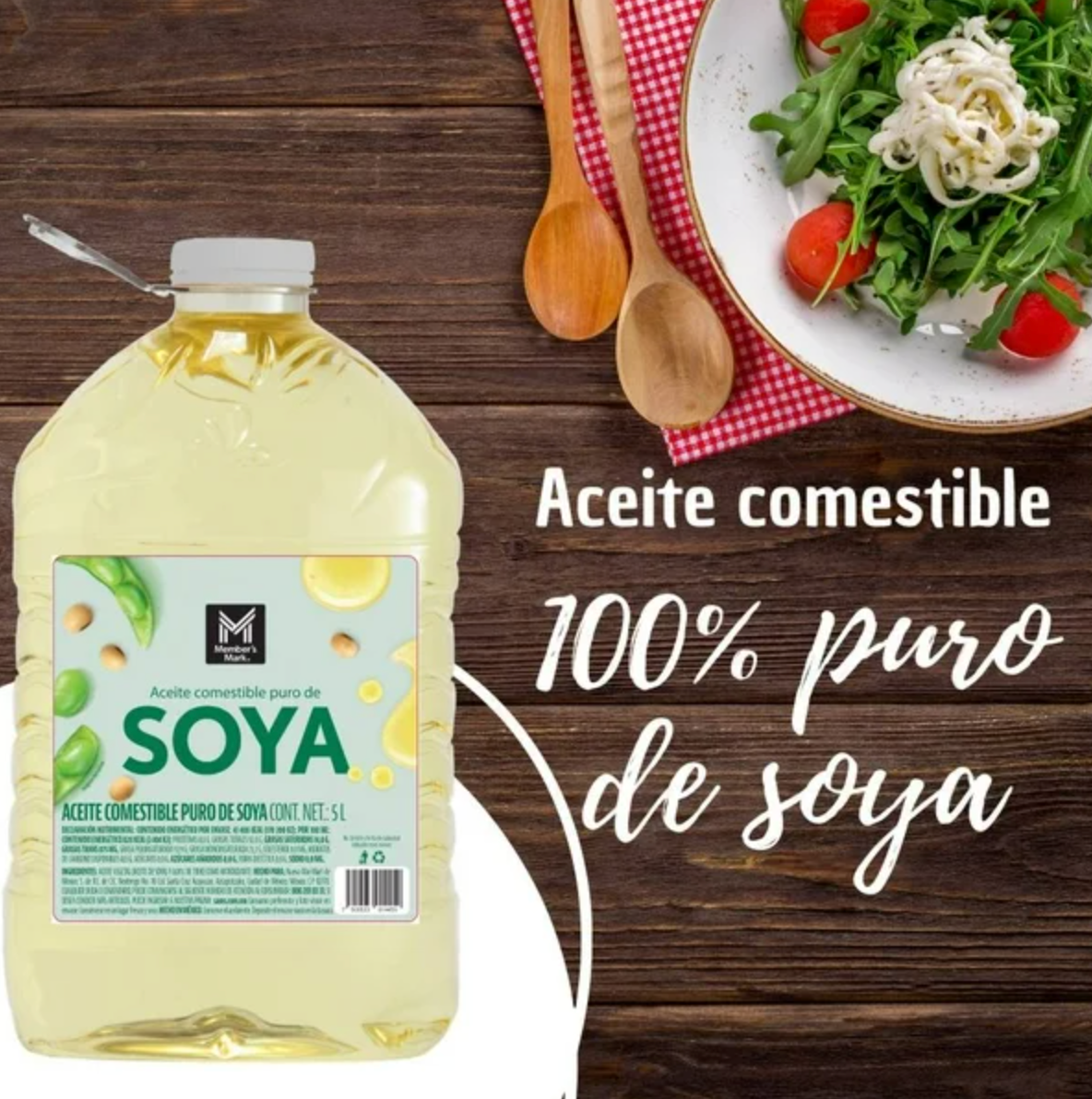 Aceite Comestible Puro de Soya Member's Mark 5 l -.