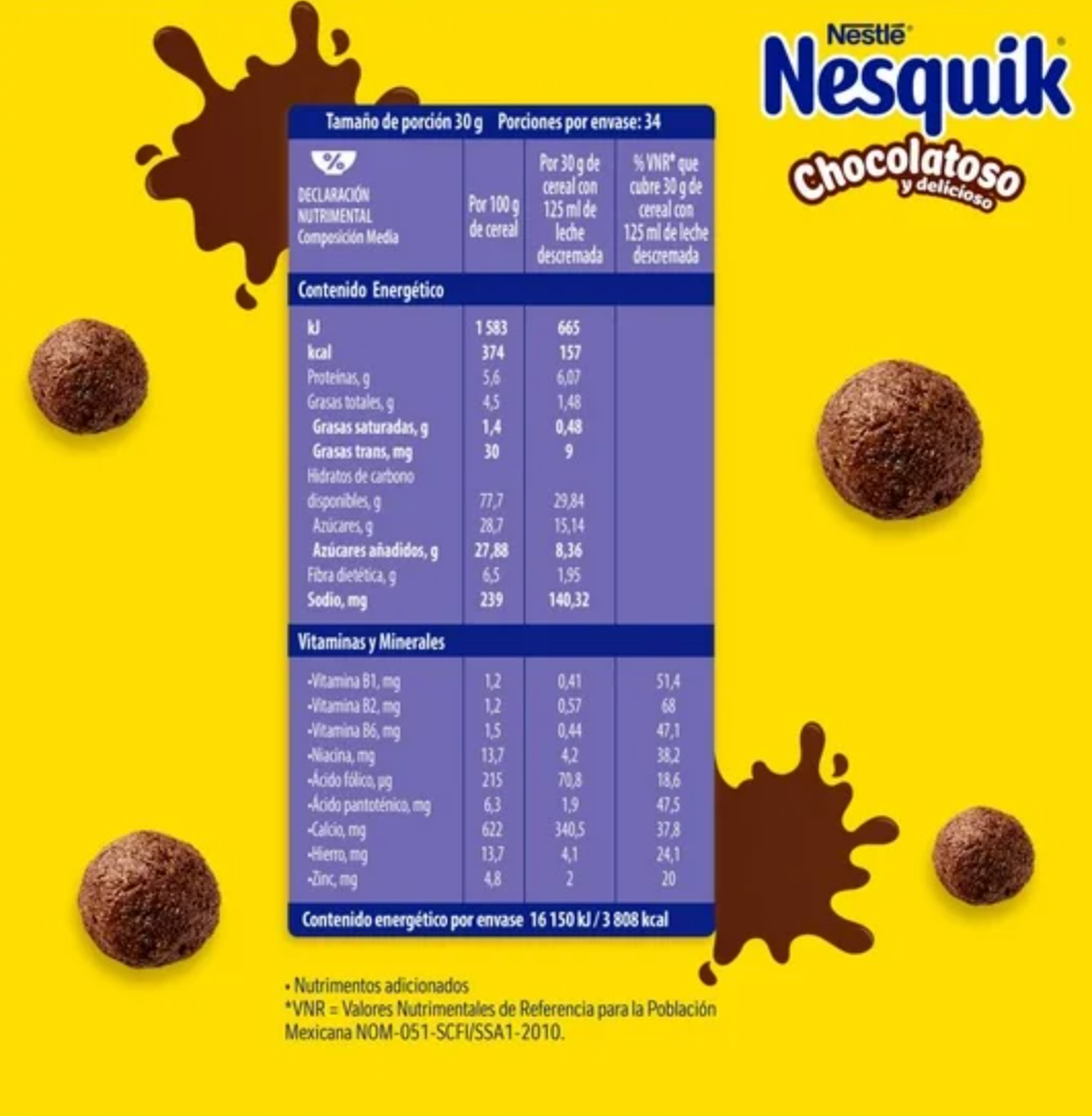 Cereal Nesquik Nestlé Sabor Chocolate 1.02 kg - .