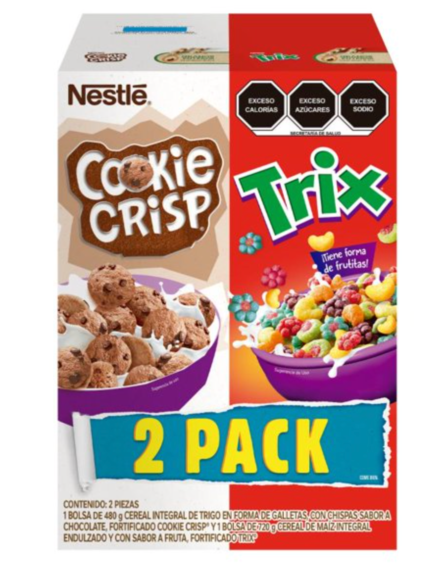 Pack de Cereales Nestlé Cookie Crisp 480 g Trix 720 g - .