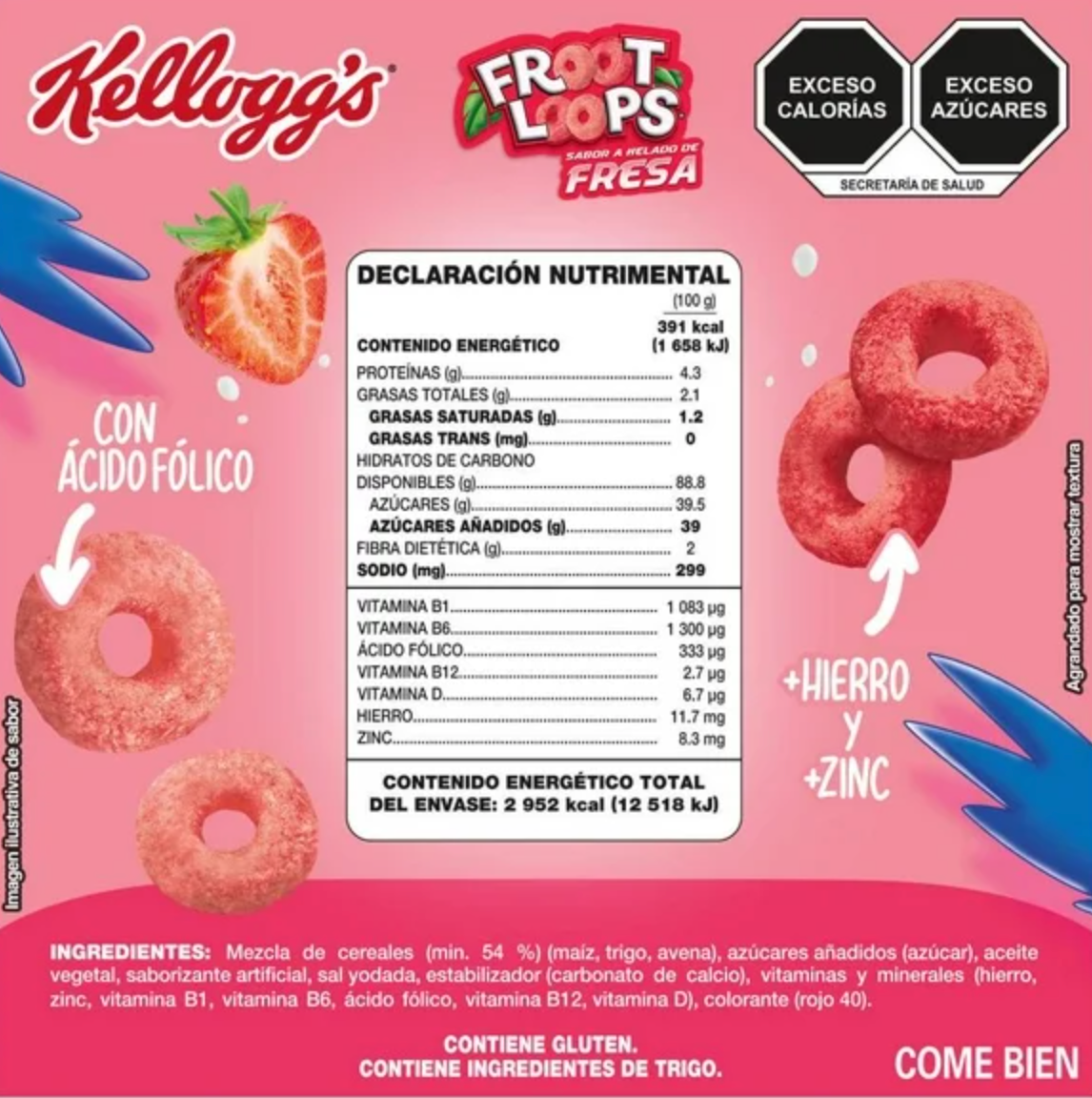 Cereal Froot Loops Kellogg's Sabor Helado de Fresa 755 g - .