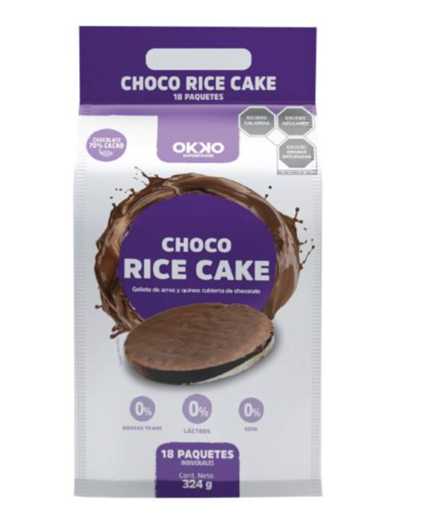 Galletas Okko Super Foods Rice Cake de Arroz y Quinoa Sabor Chocolate 18 pzas 18 g c/u - .