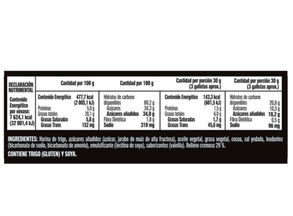 Galletas Oreo Nabisco Sol Sabor Vainilla 14 piezas de 114 g c/u - .