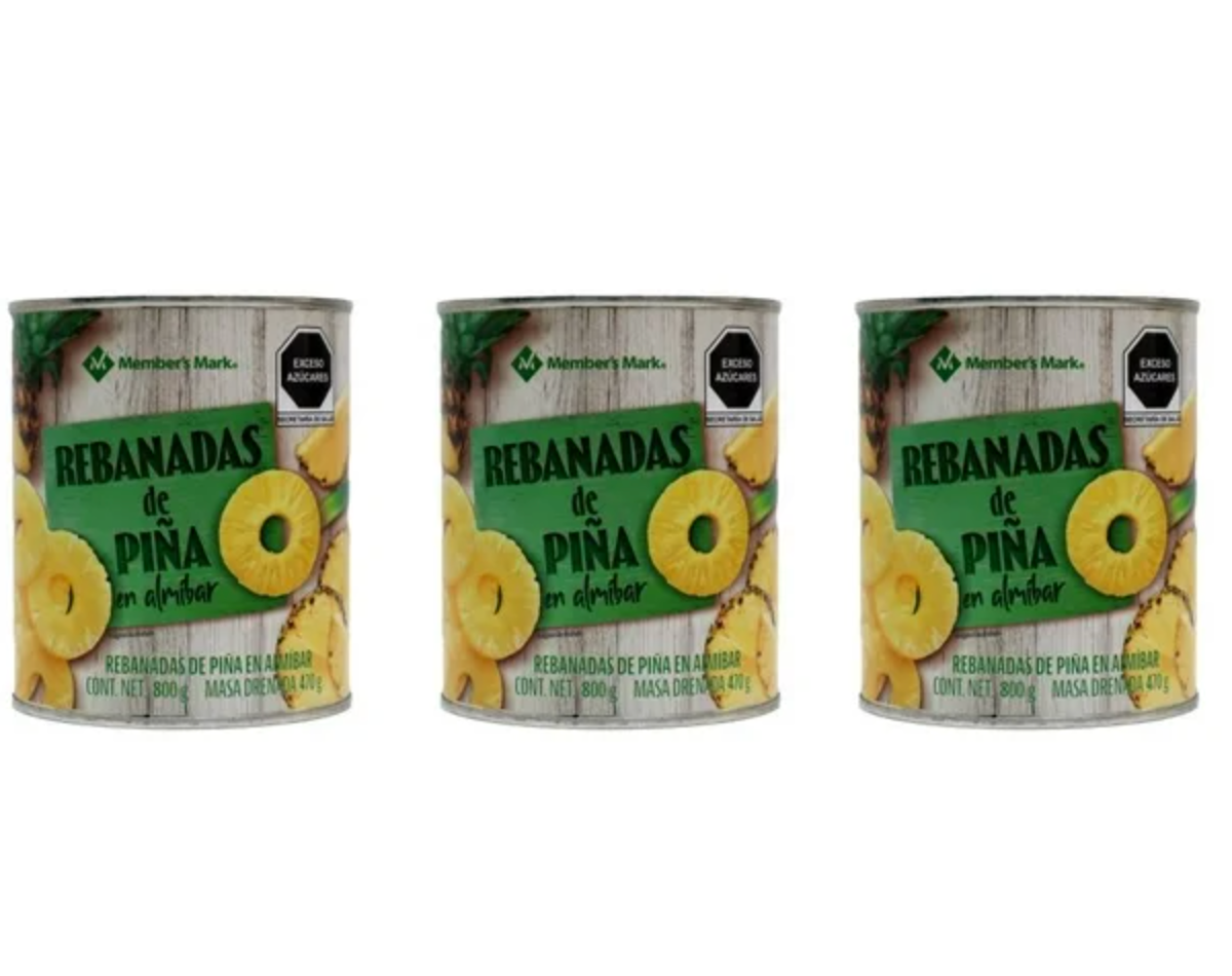 Piña en Almíbar Member's Mark en Rebanadas 3 Latas de 800 g c/u -.