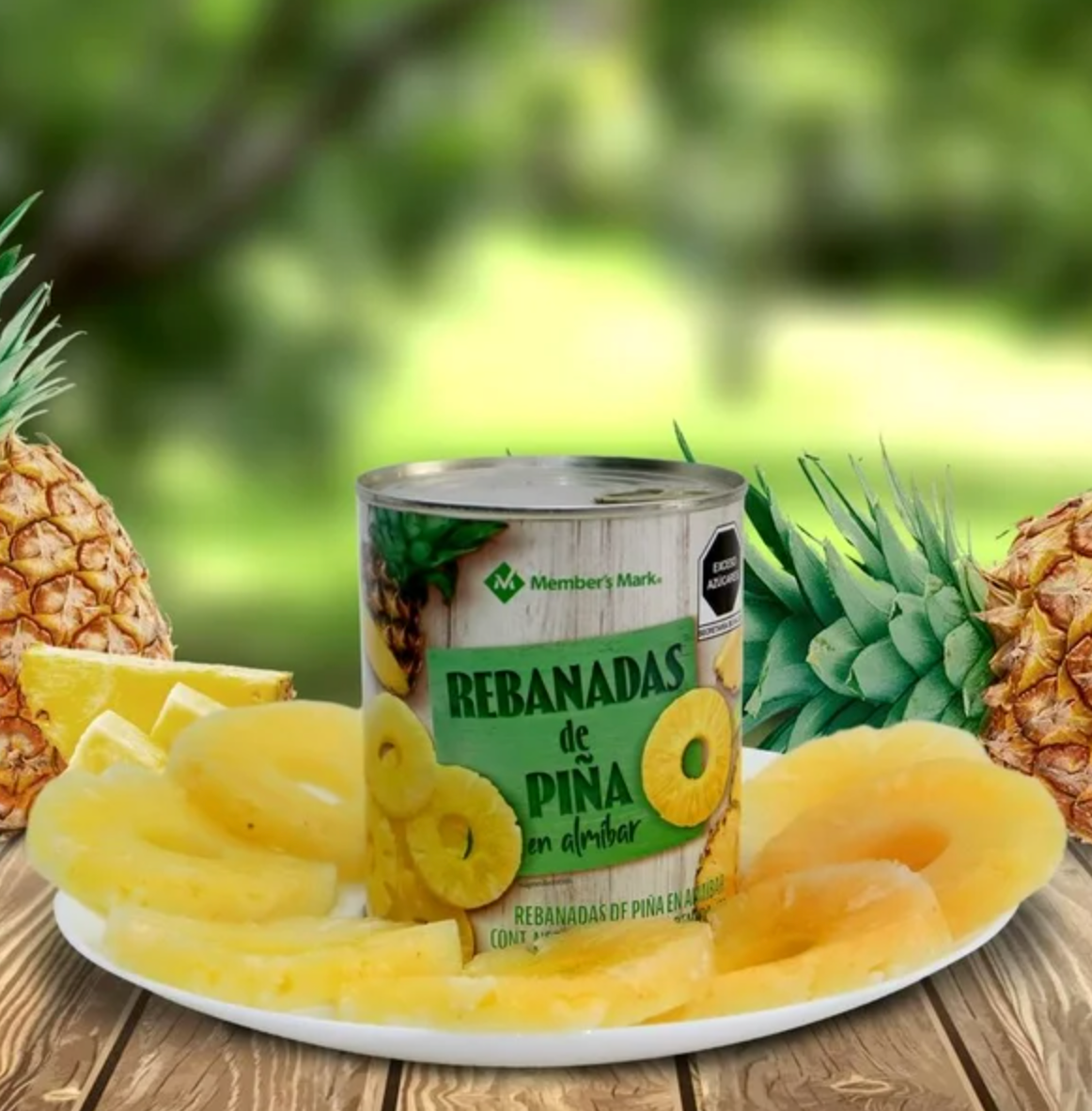 Piña en Almíbar Member's Mark en Rebanadas 3 Latas de 800 g c/u -.