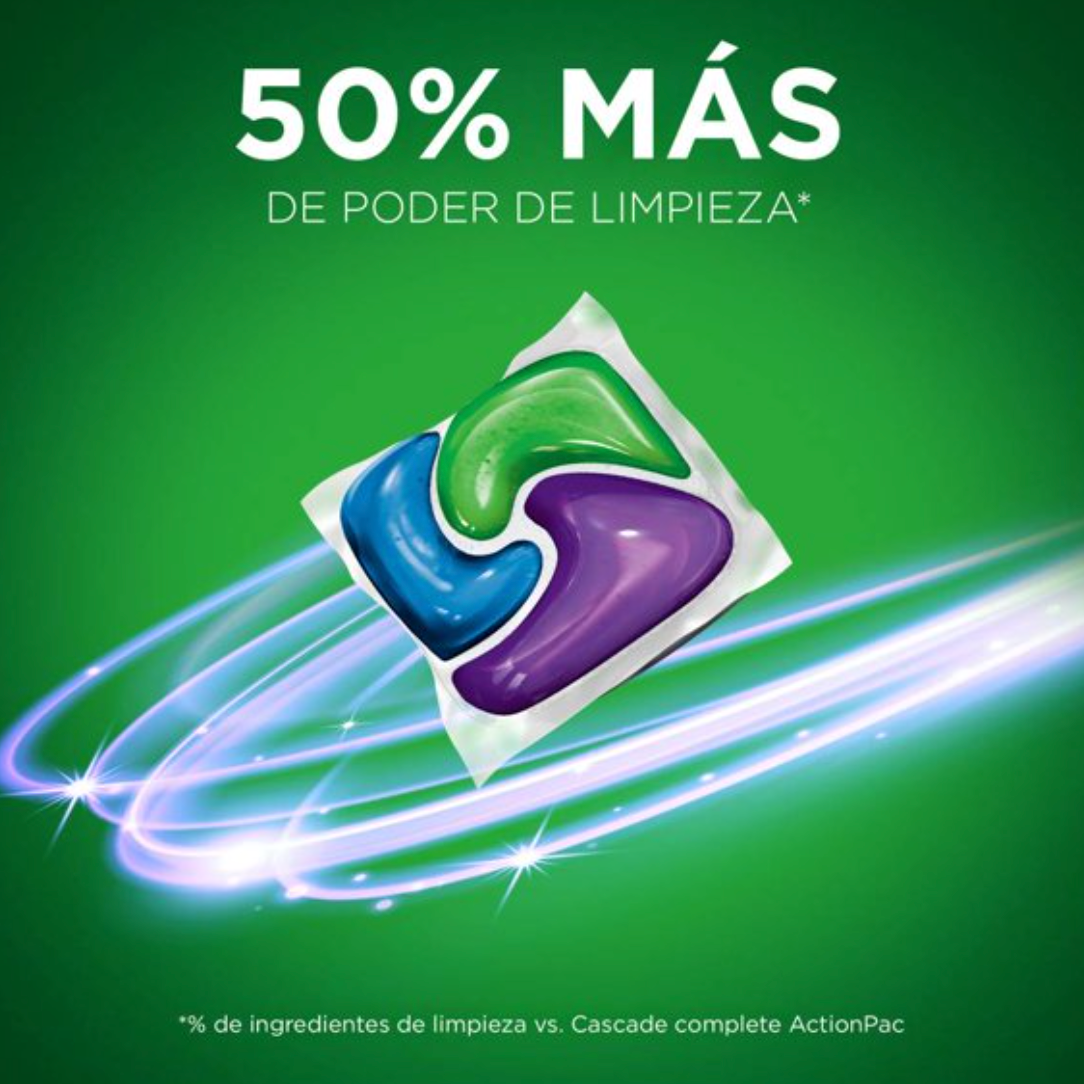 Detergente en Cápsulas Cascade Complete Para Lavavajillas 38 pzas - .