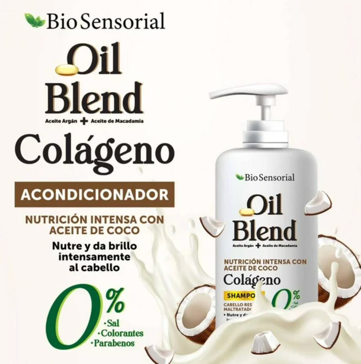 Acondicionador Bio Sensorial Nutrición Intensa con Aceite de Coco 1 l - .