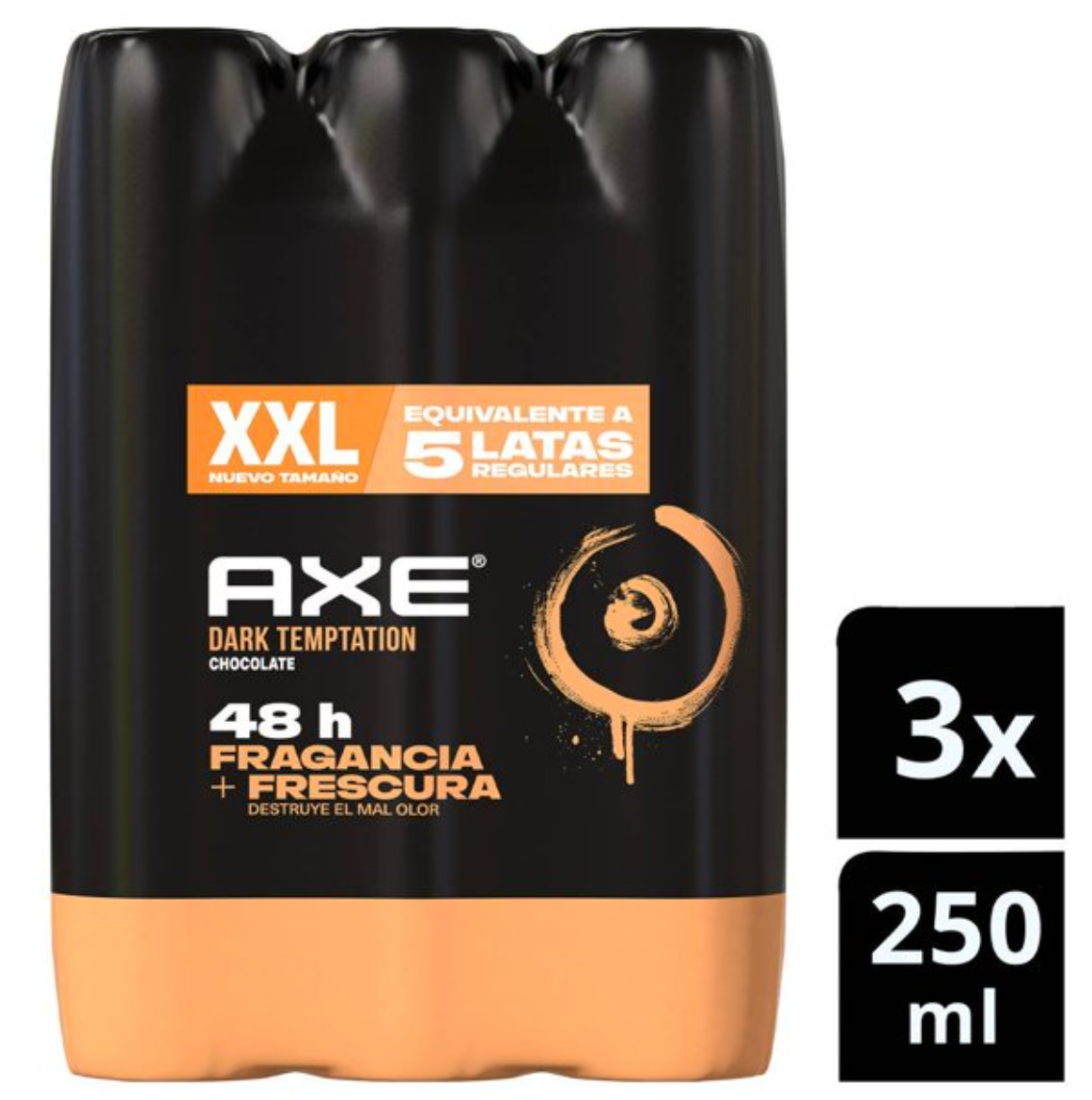 Desodorante en Aerosol Axe Dark Temptation 3 pzas de 250 ml c/u - .