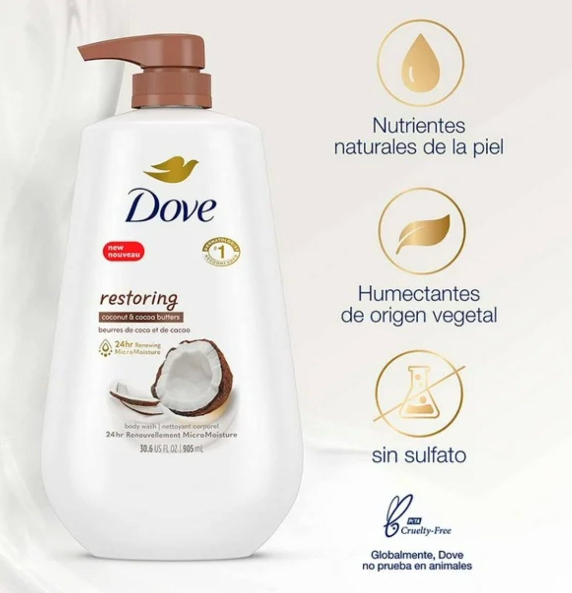 Jabón Líquido Corporal Dove Coco Cocoa 905 ml - .
