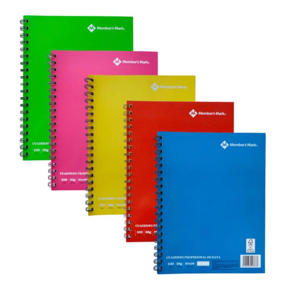 Set de Cuadernos Member's Mark Raya 5 pzas con 100 Hojas c/u - .