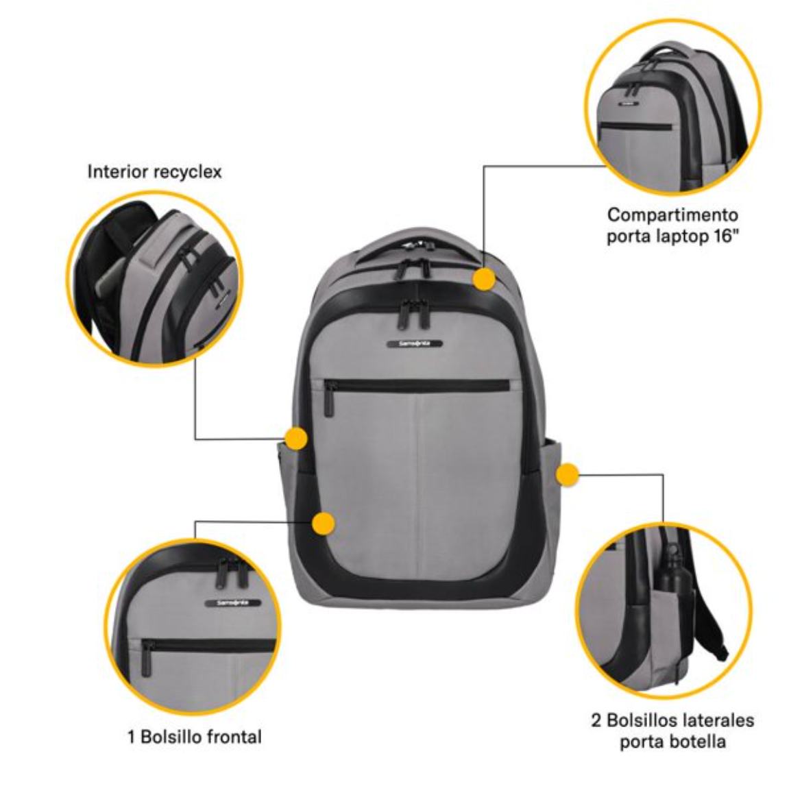 Backpack Samsonite Portalaptop 16" Gris - .