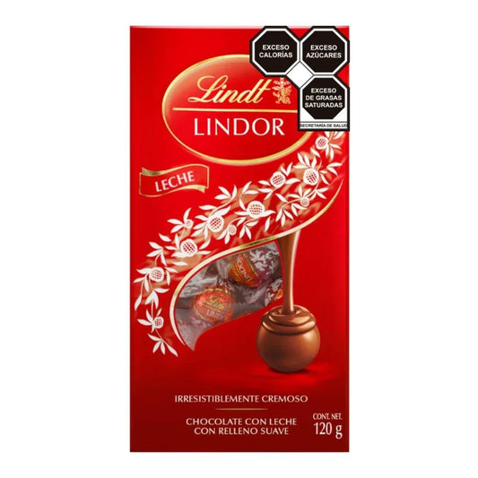 Caja Chocolates Lindt Lindor con leche y relleno suave 120 g con 12 piezas