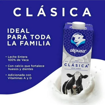 Caja de leche Alpura Clásica azul 12P/1L