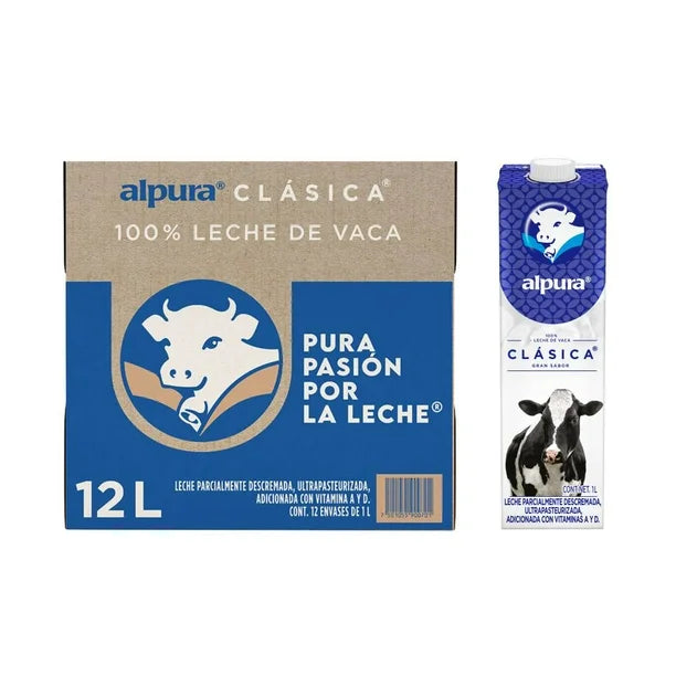 Caja de leche Alpura Clásica azul 12P/1L