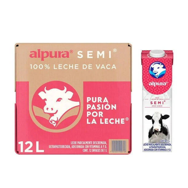 Leche Alpura Semidescremada 12P/1 L