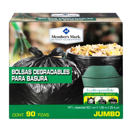 Bolsa para Basura Member's Mark Jumbo Degradable 90 pzas