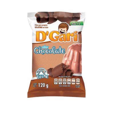 Caja Gelatina Chocolate D´Gari 120 grs 50 bolsas
