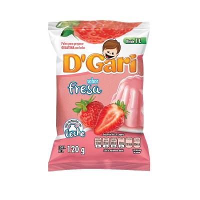 Caja Gelatina Fresa de Leche D´Gari 120G/50P